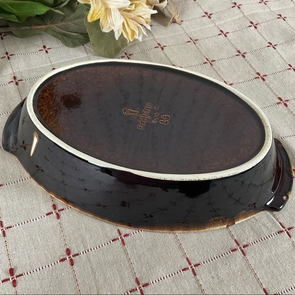 Vintage Pfaltzgraff Gourmet Brown Drip Oval Divided Vegetable Dish / Bowl - Picture 5 of 6